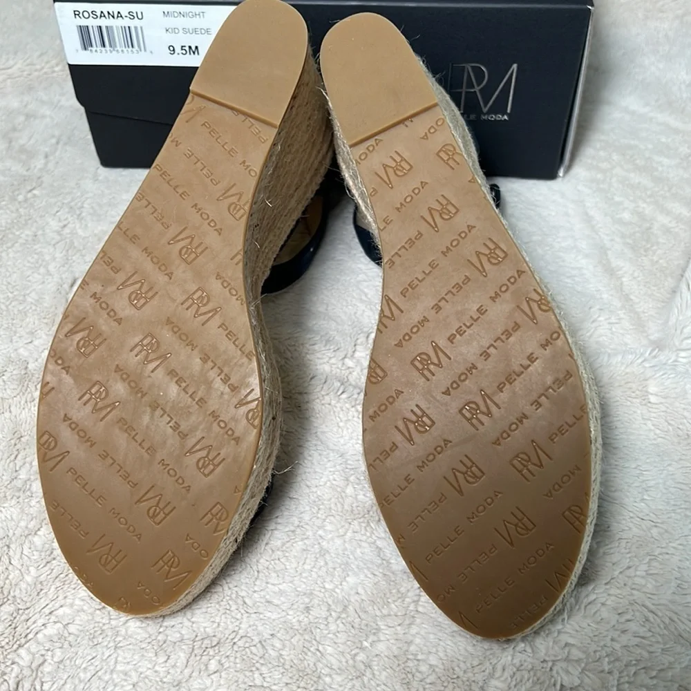 PELLE Moda Rosana Espadrille Midnight Platform Wedge Heel Sandal - Size 9.5, NIB